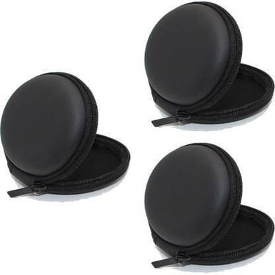 QuiteFit Leather Zipper Headphone Pouch For Universal(Black)