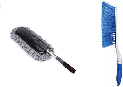 mega shine Car duster sponge combo Regular cleaning brush (Pack of 2) Duster, Cleaning Brush