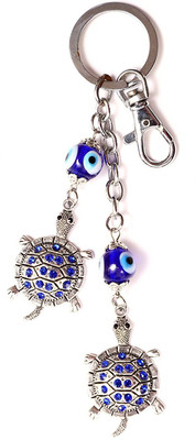 gtrp VASTU Divine Collection of FENGSHUI Metal Crystal Turtle with Round Evil Eye Key Chain Key Chain
