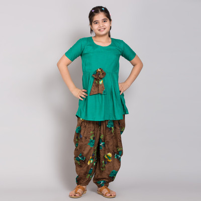 TINY TOON Girls Festive & Party Kurta and Patiala Set(Light Green Pack of 1)