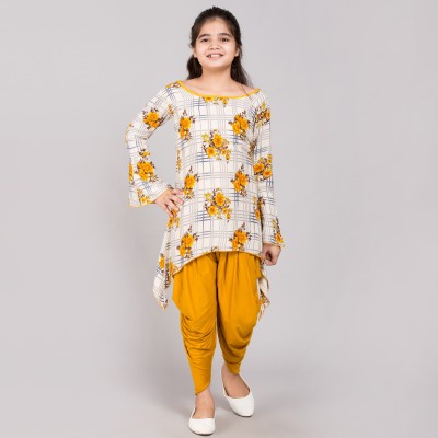 TINY TOON Girls Casual Dhoti & Kurta Set(Yellow Pack of 1)