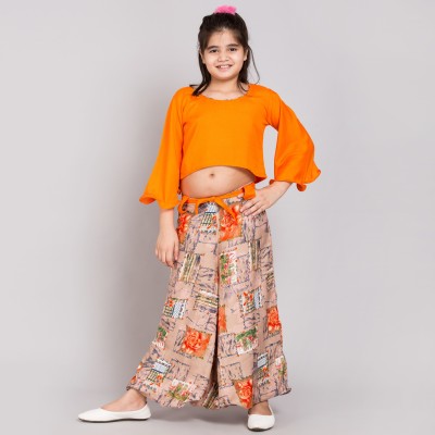 TINY TOON Girls Casual Top Pant(Orange)