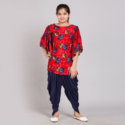 TINY TOON Girls Casual Dhoti & Kurta Set(Red Pack of 1)