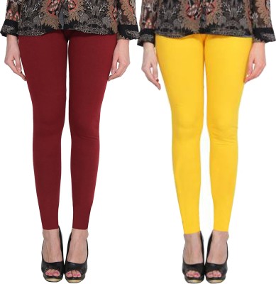 Clarita Ankle Length Ethnic Wear Legging(Maroon, Yellow, Solid)