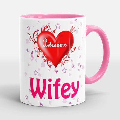 Sublikraft Wifey 3 Tone Inner Color Ceramic Coffee Mug(330 ml)