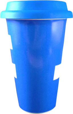 newebit 3D Ceramic Social Networking Theme Glass with Lid Ceramic Tumbler(350 ml)