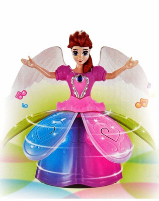 SUPER ANGEL Princess Dancing Doll and Rotating Angel Girl Flashing 3D Light with Musical ToY(Multicolor)