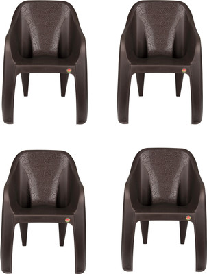Cello Dynamo Set Of 4 Chair,Brown Plastic Cafeteria Chair(Brown)