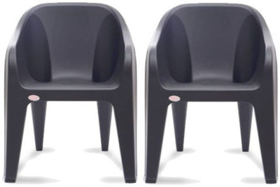 Restomatt Plastic Outdoor Chair(Black, Set of 2)