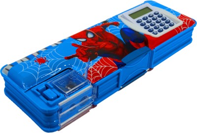 poksi avengers Multipurpose Pencil Box with Calculator & Dual sharpner - Spiderman Art Plastic Pencil Box(Set of 1, Multicolor)