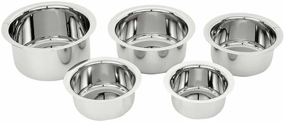 Alda Tri-Ply Stainless Steel Wok Pan 18 cm 1.2 LTR with Lid | RBGIIT RBJPOT 12 Wok Set 0.85 L, 1.2 L, 1.6 L capacity 23 cm, 21.2 cm, 18.5 cm diameter(Stainless Steel)