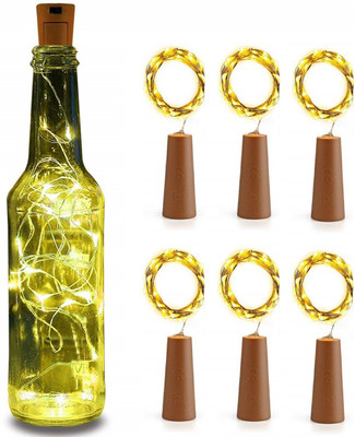 NISCO 20 LEDs 2 m Yellow Steady Bottle Rice Lights(Pack of 6)