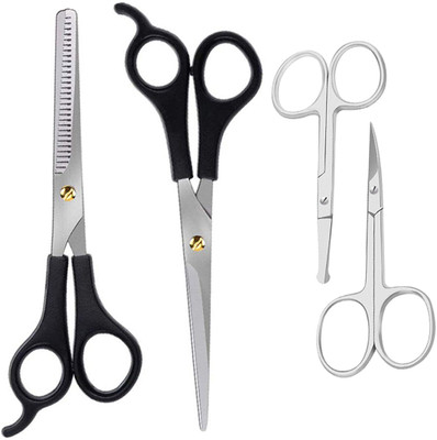 MGP FASHION Personal Care Tools Home And Professional Beauty Makeup Hair Grooming Cutting Parlour Barber Salon Easy Grip for Men Women Kids and Moustache, Beard, Eyebrow, Nose Hair Trimming Tweezer Plucker for Upper Lip, Eyebrows All Purpose Scissors Combo (Set of 4, Black Silver) Scissors(Set of 4, MGP FASHION Personal Care Tools Home And Professional Beauty Makeup Hair Grooming Cutting Parlour Barber Salon Easy Grip for Men Women Kids and Moustache, Beard, Eyebrow, Nose Hair Trimming Tweezer Plucker for Upper Lip, Eyebrows All Purpose Scissors Combo (Set of 4, Black Silver) Scissors(Set of 4,