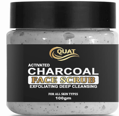 QUAT Activated Charcoal Face Scrub For All Skin Types Exfoliating Deep Cleansing Scrub(100 g)
