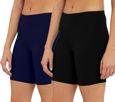 OUTFLITS Solid Women Black, Blue Cycling Shorts