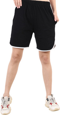 Clothina Solid Women Black Regular Shorts