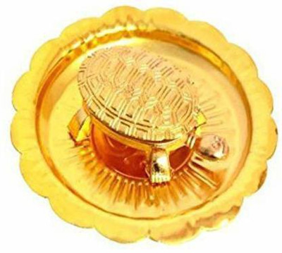 LKPS Vastu Feng Shui Crystal Turtle Tortoise for Good Luck Decorative Showpiece  -  2 cm(Aluminium, Gold)