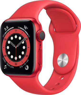 Apple Watch Series 6 GPS + Cellular 40 mm Red Aluminium Case With Product (Red) Sport Band  (Red Strap, Regular)