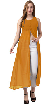 Annectant Casual Sleeveless Printed Women Yellow Top