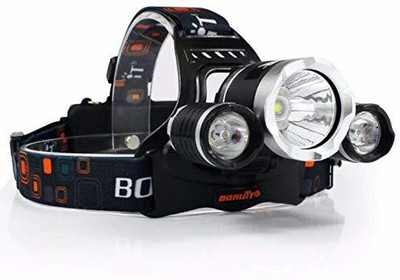 Care 4 3 BULB LED Head Lamp Flash Light Torch with Adjustable Rechargeable Battery for Camping Trekking Caving Hiking Reading Running Torch(Black, 8 cm, Rechargeable)