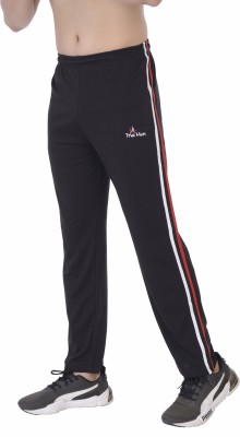 True Man Solid Men Black Track Pants