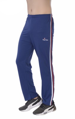 True Man Solid Men Blue Track Pants