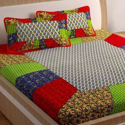 Diva Collection 150 TC Cotton Double Printed Flat Bedsheet(Pack of 1, Multicolor)