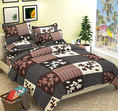 MINAKSHI STORE 250 TC Polycotton Queen Printed Flat Bedsheet(Pack of 1, Multicolor)