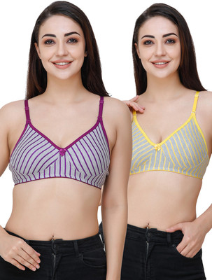 Docare Women T-Shirt Non Padded Bra(Purple, Yellow)