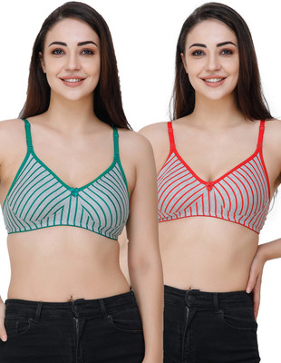 Docare Women T-Shirt Non Padded Bra(Green, Red)