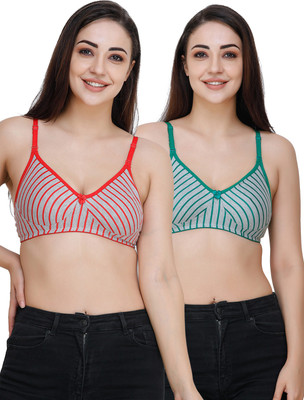 Docare Women T-Shirt Non Padded Bra(Red, Green)
