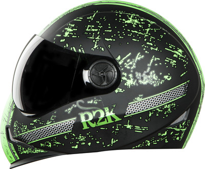 Steelbird SBH-1 Adonis R2K In Glossy Black Green Smoke Visor Motorbike Helmet  (Glossy Black Green Smoke Visor) For Rs. 1061 @ 40 %