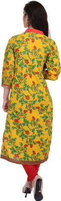 Rajpari Women Printed Straight Kurta(Yellow)