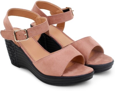 New Club Women Heels(Pink, Black , 7)