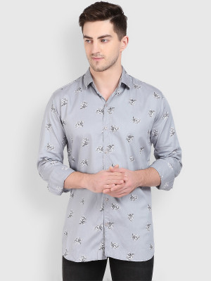 A-Okay Men Printed Casual Grey Shirt
