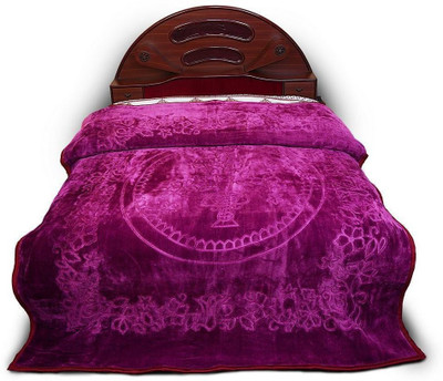 Oshano Self Design Double Mink Blanket for  Heavy Winter(Microfiber, Purple)