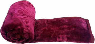 Oshano Floral Double Mink Blanket for  Heavy Winter(Microfiber, Maroon)