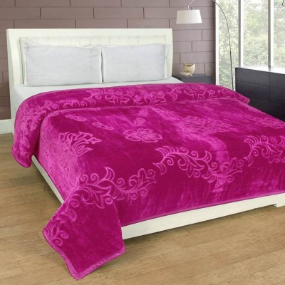 Changers Floral Single Mink Blanket for  Heavy Winter(Polyester, Pink)