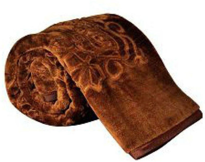 Swikon star Self Design Double Mink Blanket for  Heavy Winter(Polyester, Brown)