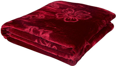 Changers Floral Double Mink Blanket for  Heavy Winter(Polyester, Maroon)
