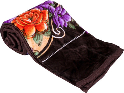 GKM Floral Double Mink Blanket for  Heavy Winter(Polyester, Multicolor)