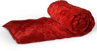 Swikon star Self Design Single Mink Blanket for  Heavy Winter(Polyester, Red)