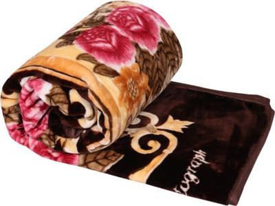 GKM Floral Single Mink Blanket for  Heavy Winter(Polyester, Multicolor)