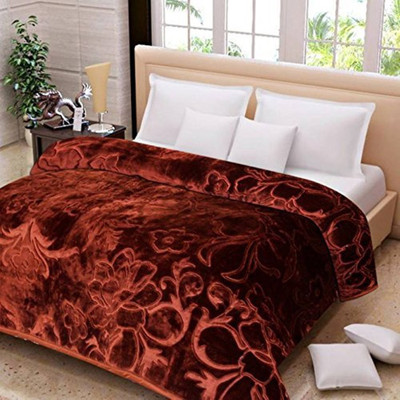 Swikon star Self Design Single Mink Blanket for  Heavy Winter(Polyester, Brown)