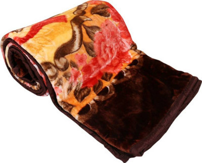 GKM Floral Single Mink Blanket for  Heavy Winter(Polyester, Multicolor)