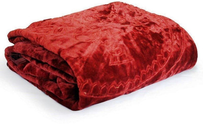 GKM Floral Double Mink Blanket for  Heavy Winter(Polyester, Maroon)