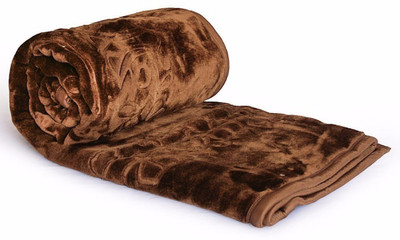 Swikon star Self Design Double Mink Blanket for  Heavy Winter(Polyester, Brown)