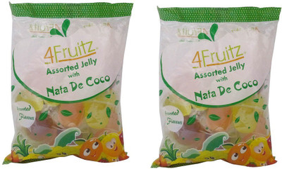 4Fruitz Jelly with Nata De Coco - Assorted Flavour 300g (Imported) (Pack of 2) Assorted Jelly Candy(2 x 300 g)