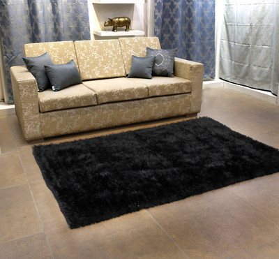 Home-The best is for you Black Polyester Carpet(3 ft,  X 5 ft, Rectangle)