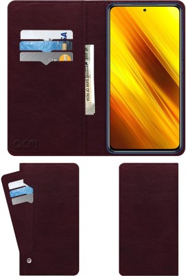 ACM Wallet Case Cover for Xiaomi Poco X3 Nfc(Maroon, Cases with Holder, Pack of: 1)